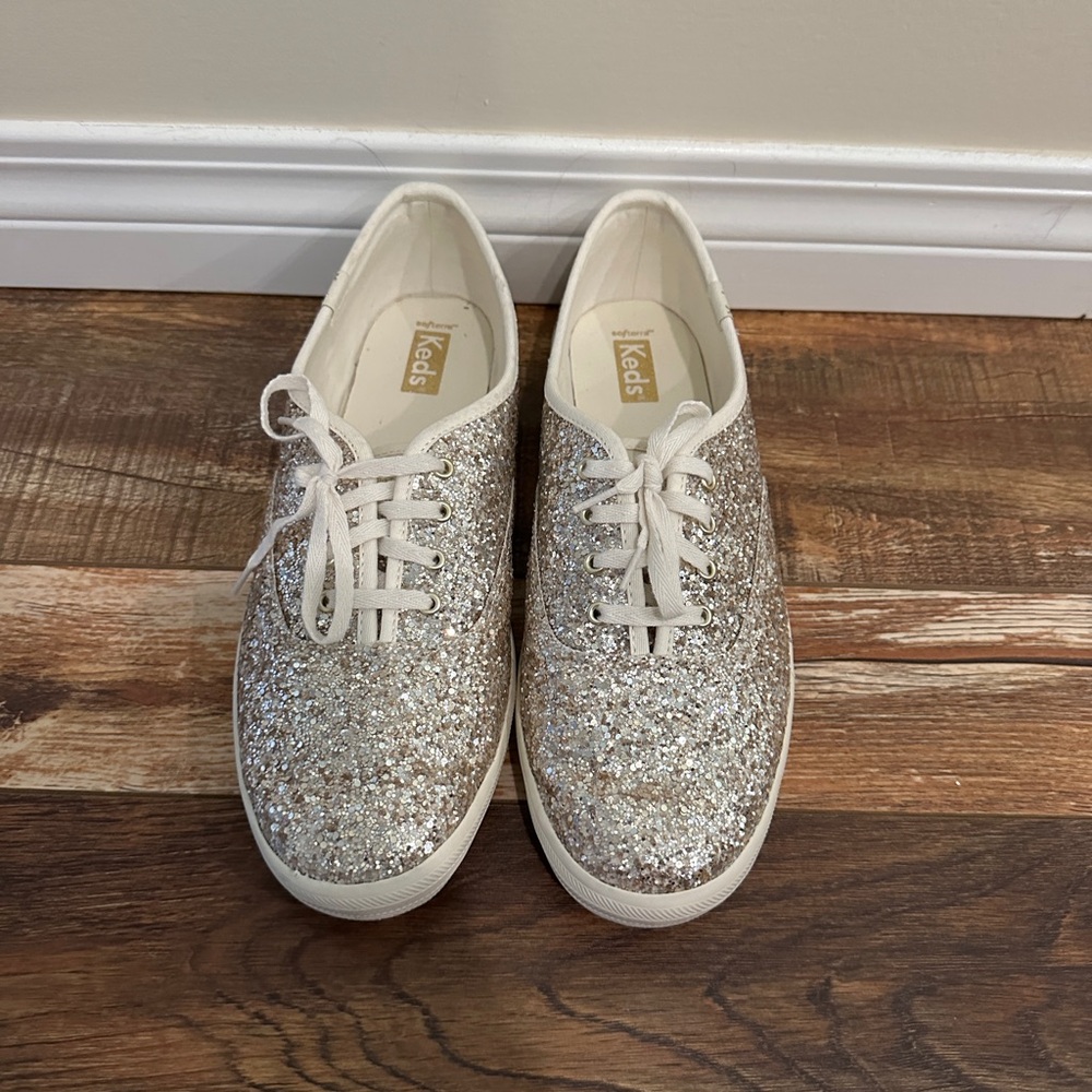 Keds Silver and Gold Sparkly Sneakers Lace-Up